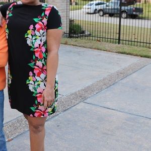 black and Floral Casual Dress